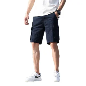 Men's Classic Stretch Cargo Short Relaxed Fit Outdoor Cotton Shorts Lightweight Multi Pocket Casual Twill Cargo Shorts (36,Dark Blue)
