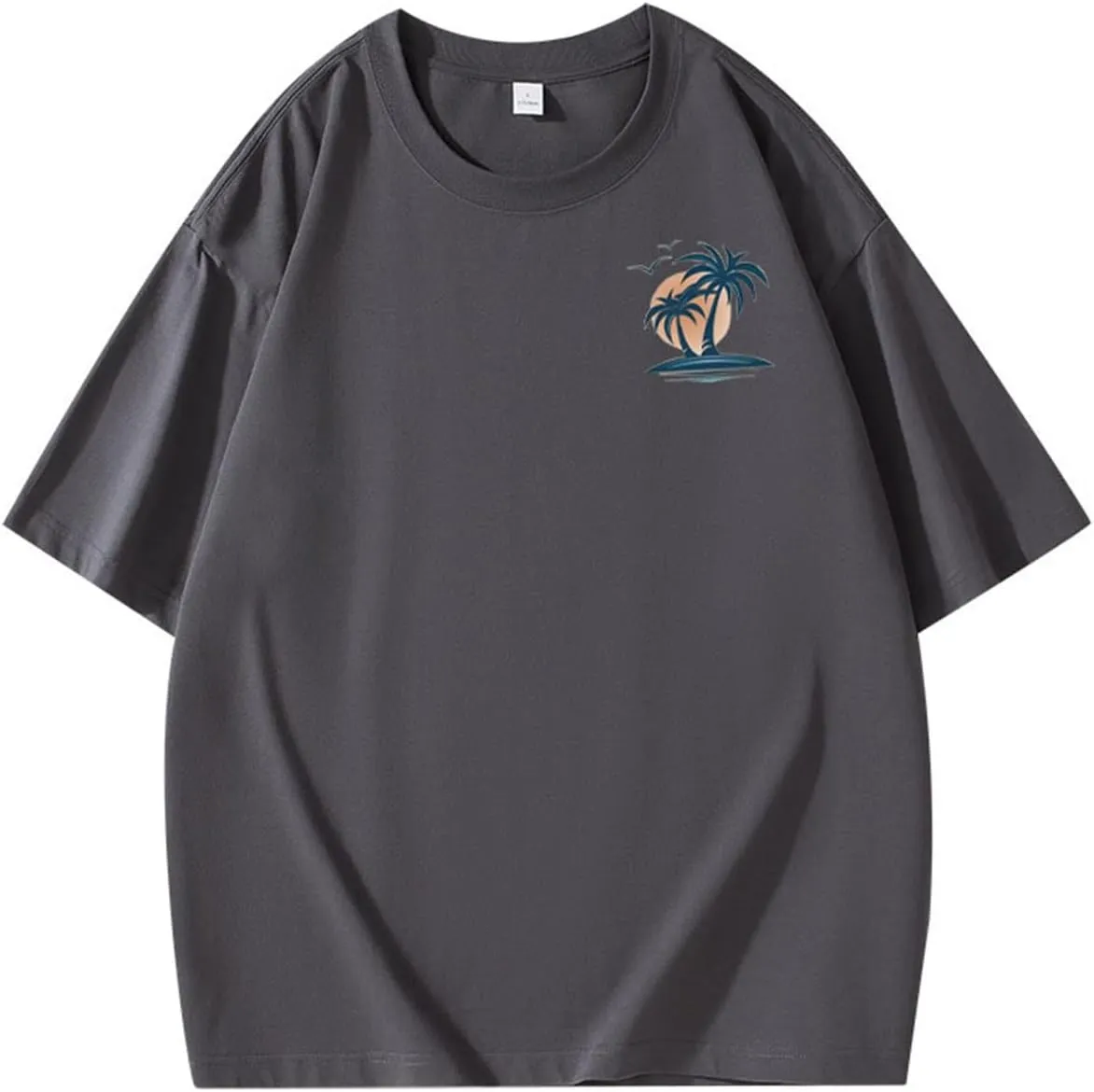 Men's Cotton Blend Shirts Graphic Print T-Shirt Crewneck Summer Hawaiian Tee Lightweight Fitted Short Sleeve Top