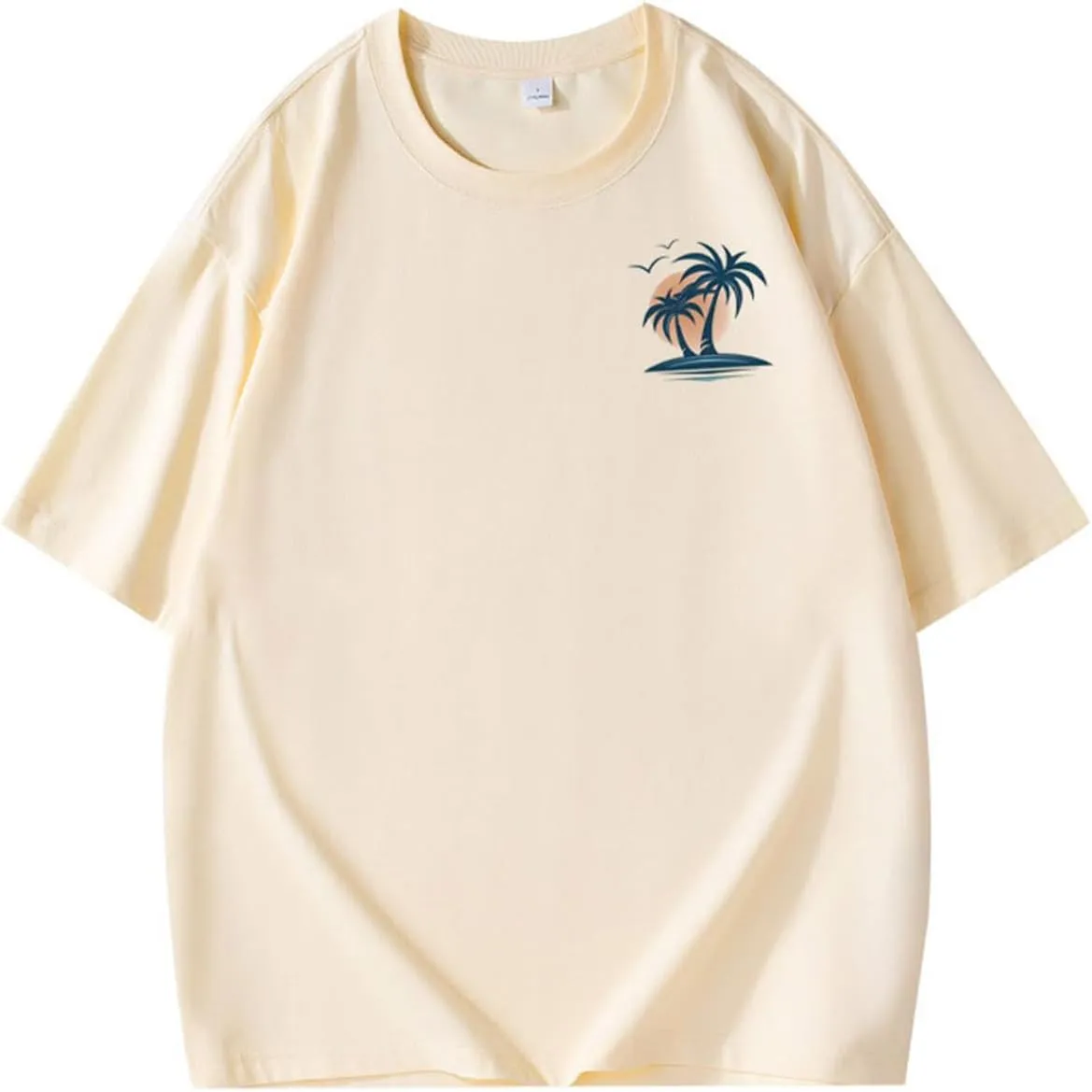 Men's Cotton Blend Shirts Graphic Print T-Shirt Crewneck Summer Hawaiian Tee Lightweight Fitted Short Sleeve Top