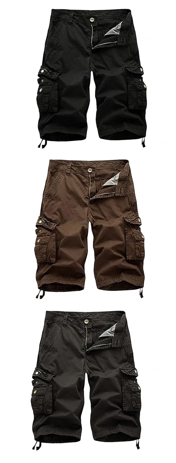 Men's Cotton Cargo Shorts Relaxed Fit Multi-Pocket Lightweight Shorts Casual Summer Outdoor Cargo Short (42,Coffee)