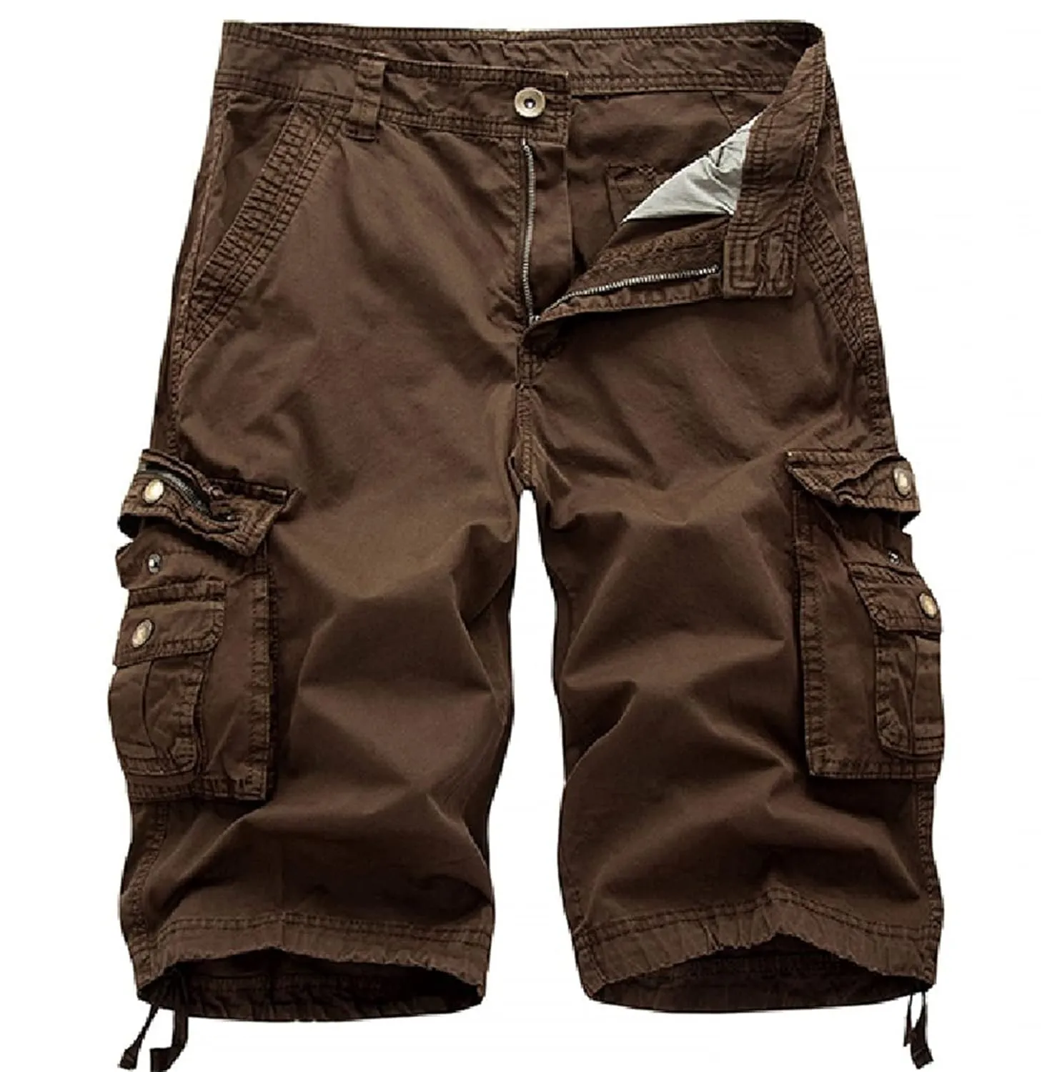 Men's Cotton Cargo Shorts Relaxed Fit Multi-Pocket Lightweight Shorts Casual Summer Outdoor Cargo Short (42,Coffee)