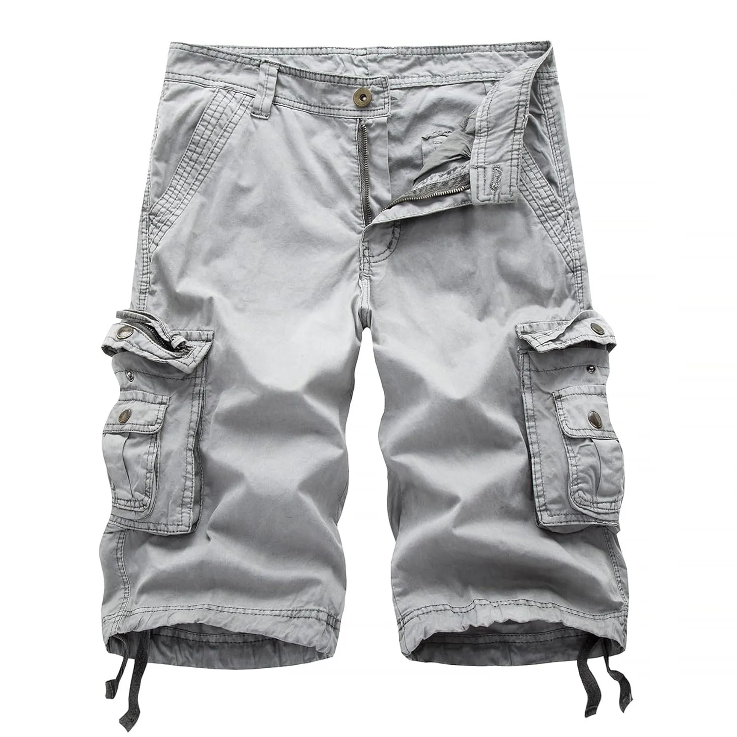 Men's Cotton Cargo Shorts Relaxed Fit Multi-Pocket Lightweight Shorts Casual Summer Outdoor Cargo Short (42,White Grey)
