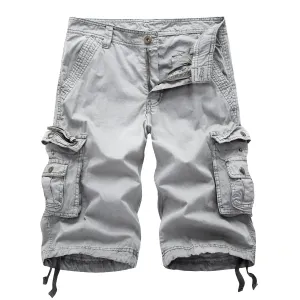 Men's Cotton Cargo Shorts Relaxed Fit Multi-Pocket Lightweight Shorts Casual Summer Outdoor Cargo Short (42,White Grey)