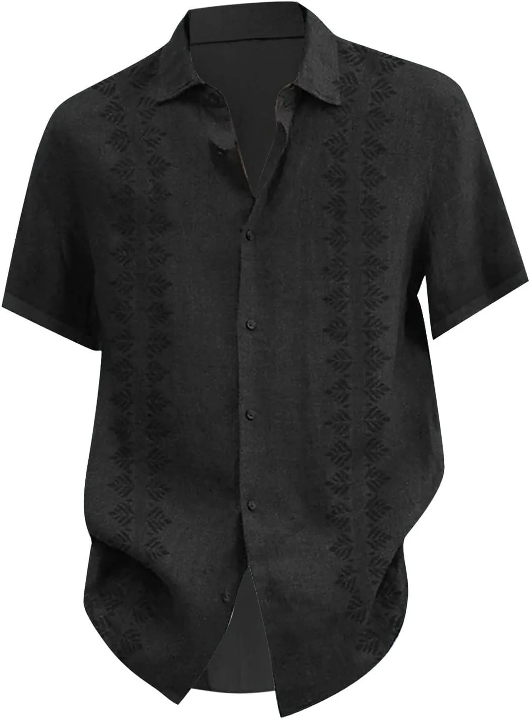 Men's Cuban Guayabera Shirts Vintage Summer Cotton Linen Button Down Short Sleeve Top Lightweight Beach Wedding Shirts