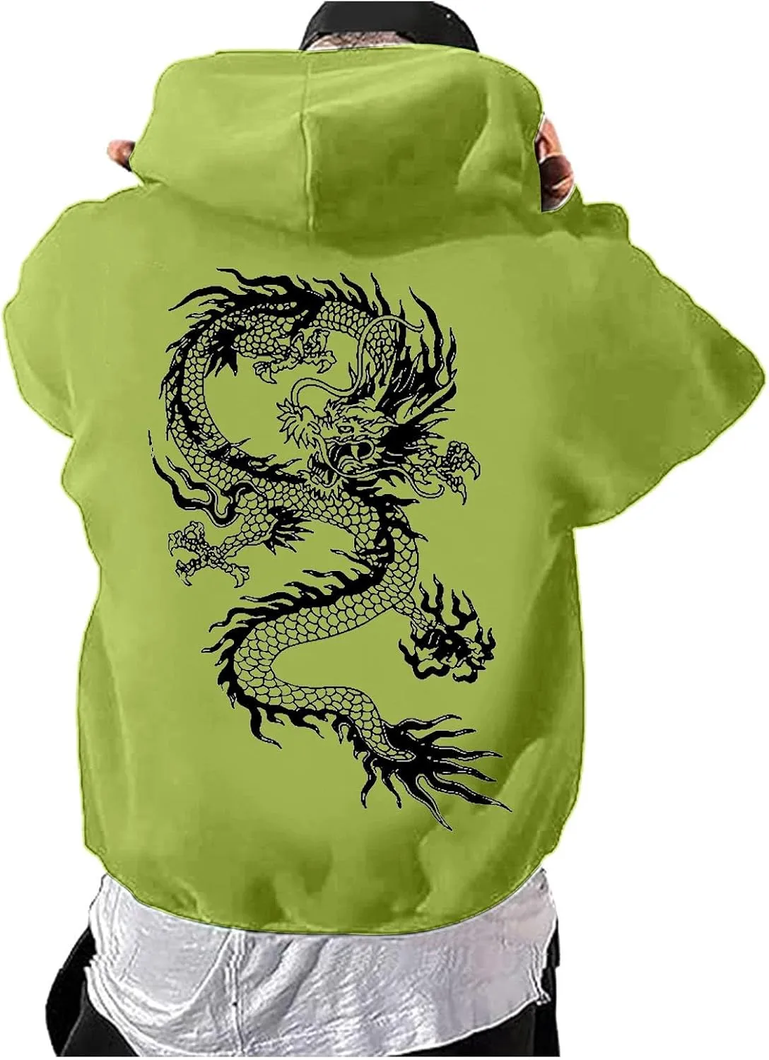Men's Dragon Graphic Oversized Hoodies, Casual Loose Sweatshirt