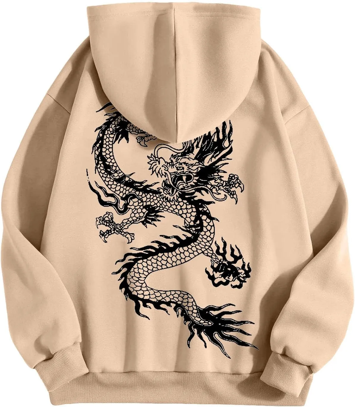 Men's Dragon Graphic Oversized Hoodies, Casual Loose Sweatshirt