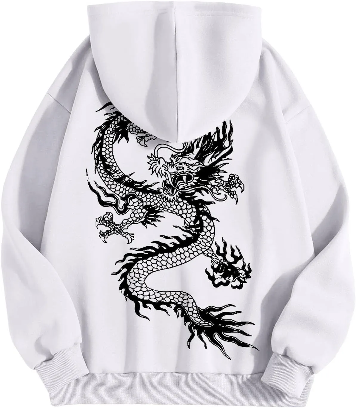 Men's Dragon Graphic Oversized Hoodies, Casual Loose Sweatshirt
