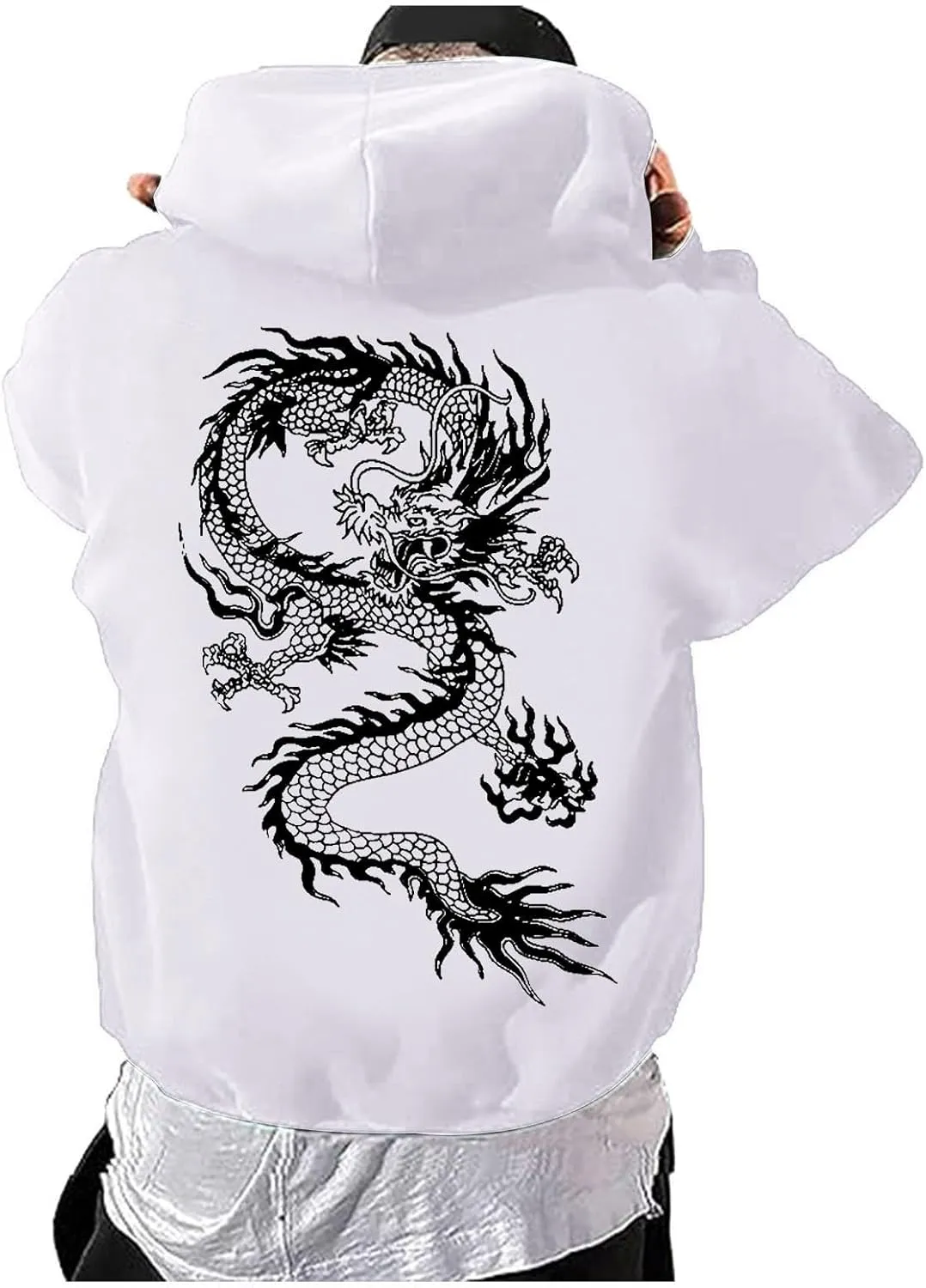 Men's Dragon Graphic Oversized Hoodies, Casual Loose Sweatshirt