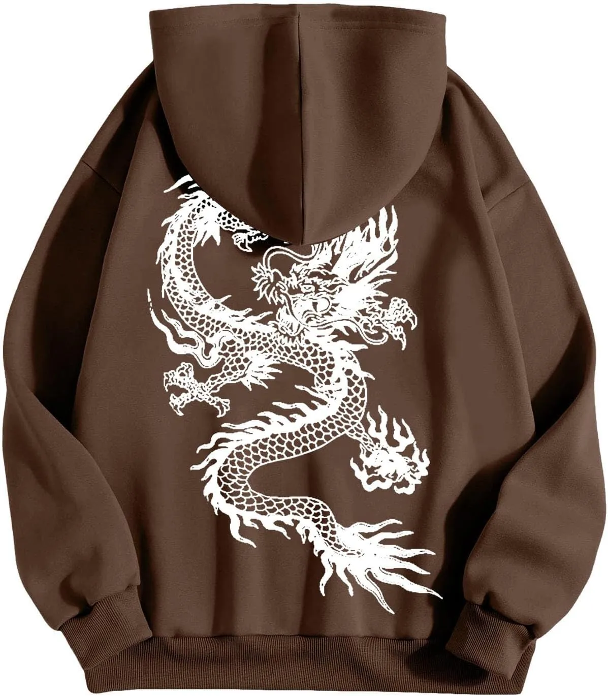 Men's Dragon Graphic Oversized Hoodies, Casual Loose Sweatshirt