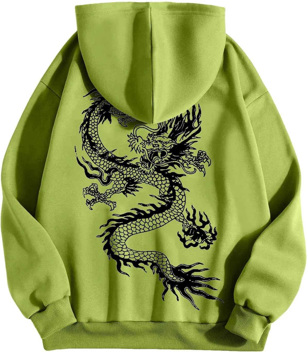 Men's Dragon Graphic Oversized Hoodies, Casual Loose Sweatshirt