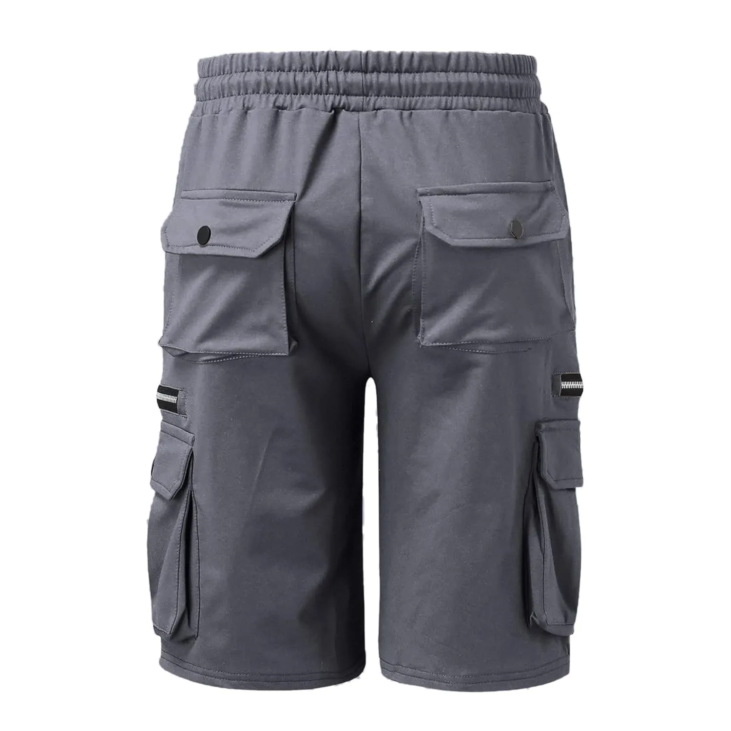 Men's Elastic Waistband Relaxed Fit Cargo Shorts Summer Casual Cotton Work Shorts Drawstring Classic Stretch Short (33,Grey)