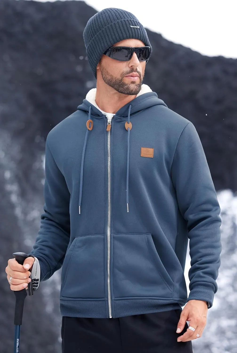 Men's Fleece Lined Zip Up Hoodies Heavyweight Sherpa Jackets (S-XXL)