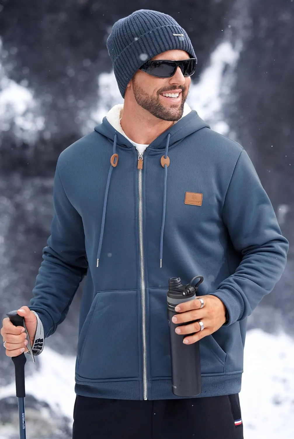 Men's Fleece Lined Zip Up Hoodies Heavyweight Sherpa Jackets (S-XXL)