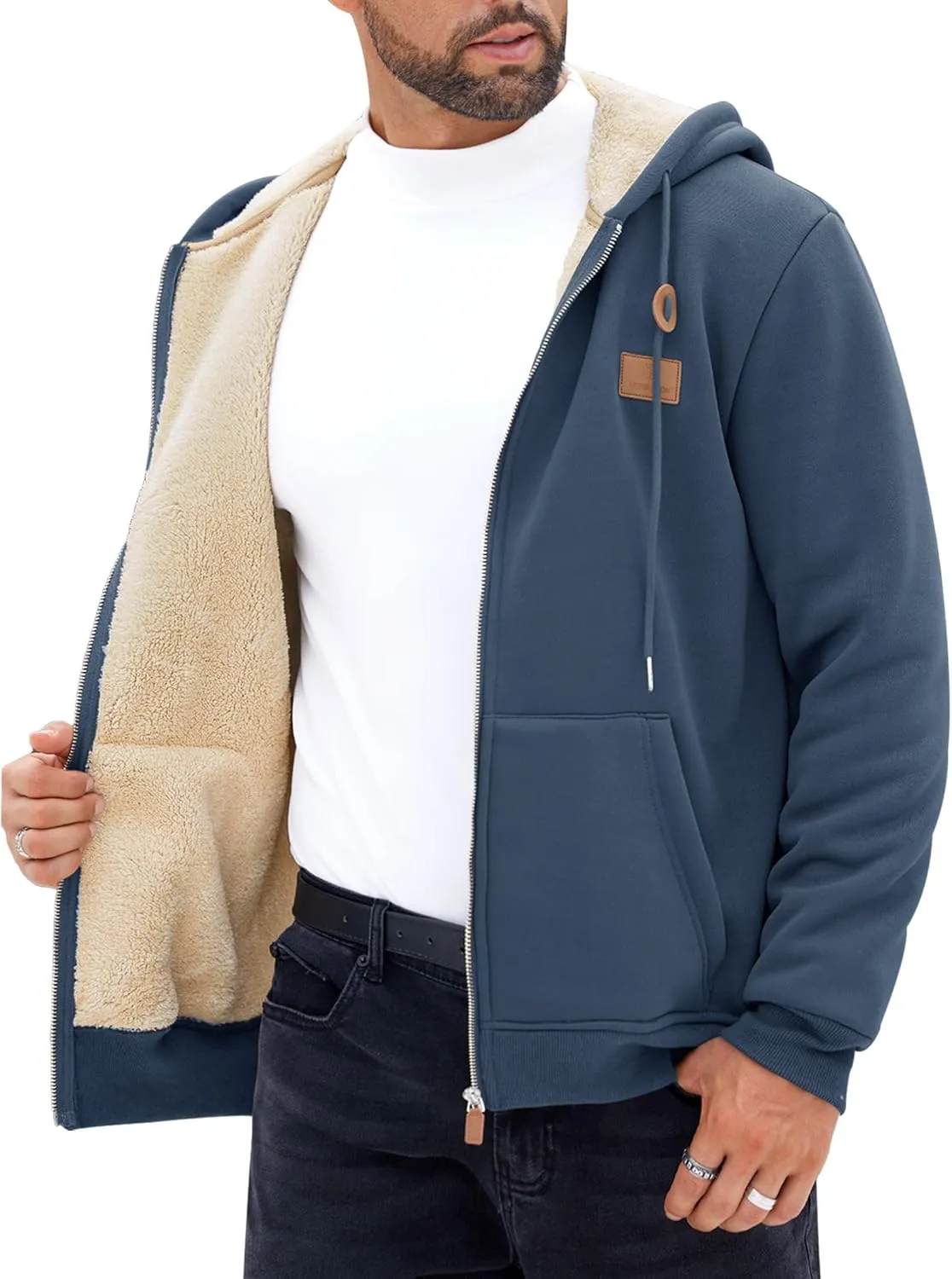 Men's Fleece Lined Zip Up Hoodies Heavyweight Sherpa Jackets (S-XXL)