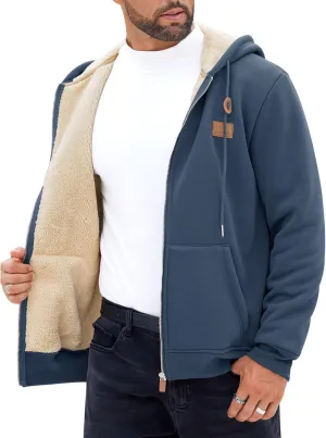Men's Fleece Lined Zip Up Hoodies Heavyweight Sherpa Jackets (S-XXL)
