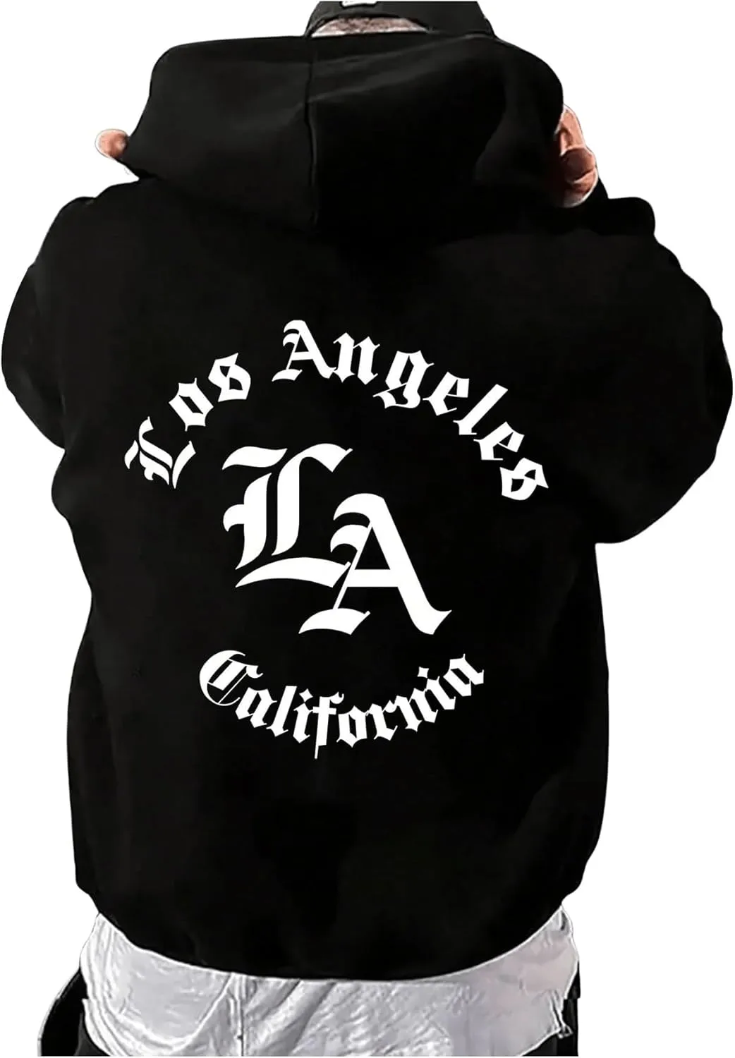 Men's Letter Graphic Oversized Hoodies Long Sleeve Drawstring Hoodie Pullovers Streetwear