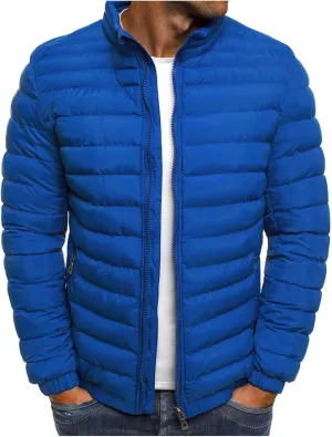 Men's Lightweight Puffer Jacket Full Zip Down Jacket Stand Collar Quilted Coat Packable Insulated Jacket Winter Coats