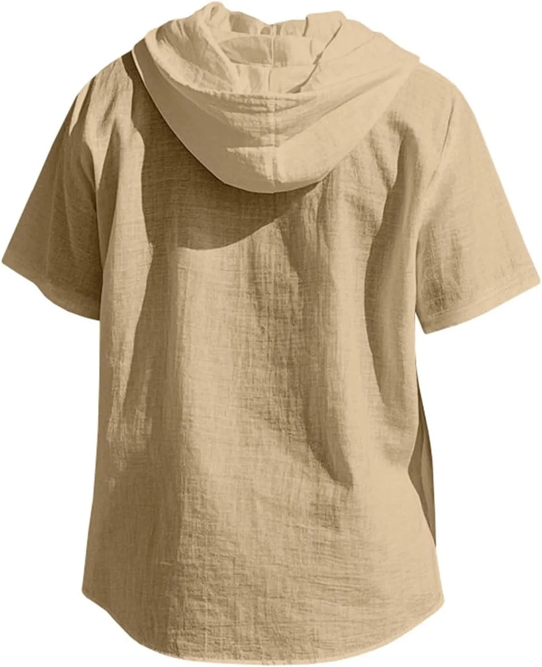 Men's Linen Shirts Breathable Quick Dry Short Sleeve Hoodies Trendy Summer Beach Cardigan Swim Cover Up Lightweight