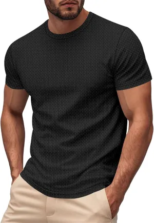 Men's Muscle T-Shirts Stretch Slim Short Sleeve Bodybuilding Gym Tees Thin Breathable Quick Dry Athletic Hipster Shirt