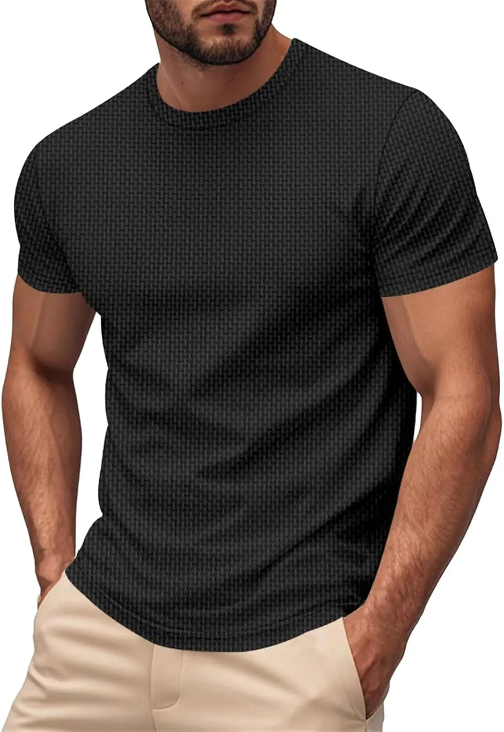 Men's Muscle T-Shirts Stretch Slim Short Sleeve Bodybuilding Gym Tees Thin Breathable Quick Dry Athletic Hipster Shirt