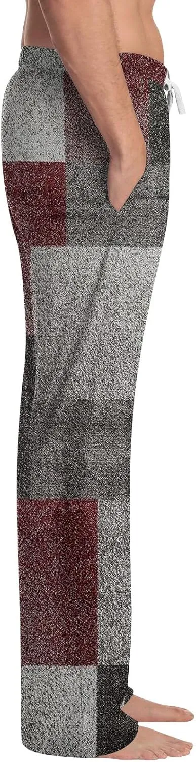 Men's Pajama Pants Tall Plaid Pajamas Pj Pants Elastic Waist Drawstring Pants 2025 Sleep Lounge Pant Pockets