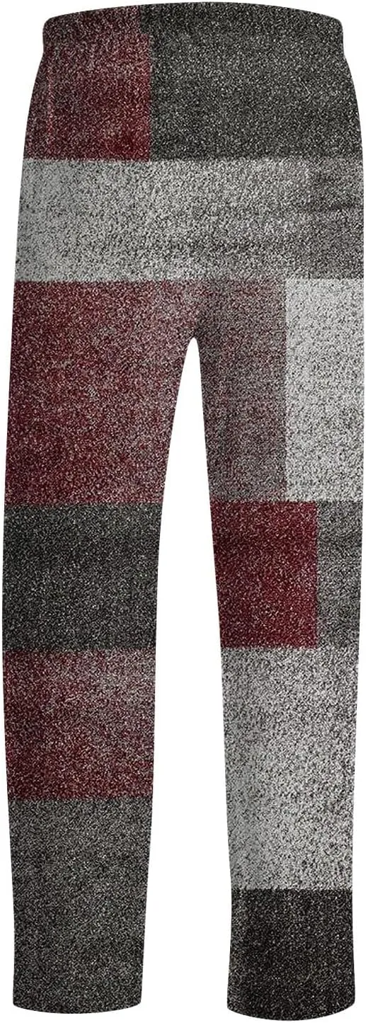 Men's Pajama Pants Tall Plaid Pajamas Pj Pants Elastic Waist Drawstring Pants 2025 Sleep Lounge Pant Pockets