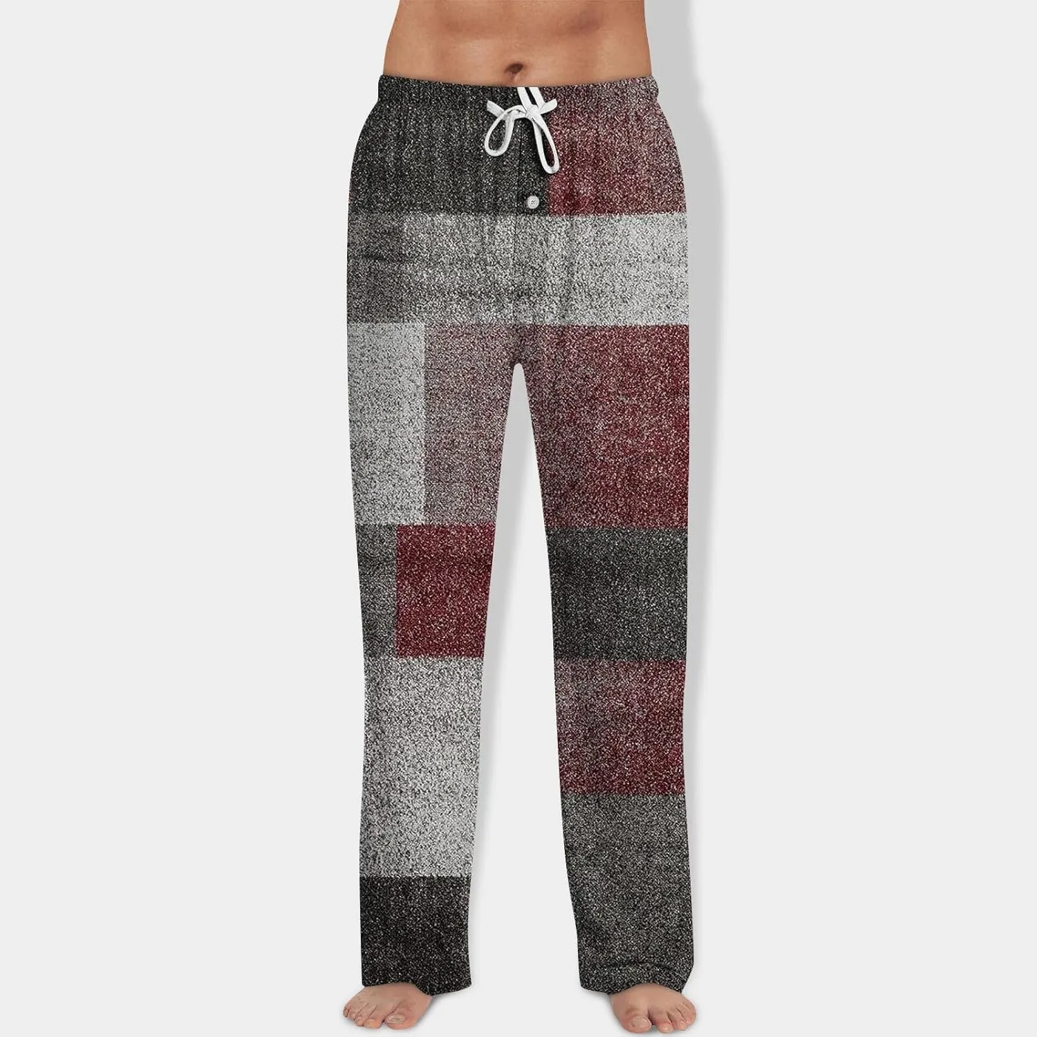Men's Pajama Pants Tall Plaid Pajamas Pj Pants Elastic Waist Drawstring Pants 2025 Sleep Lounge Pant Pockets