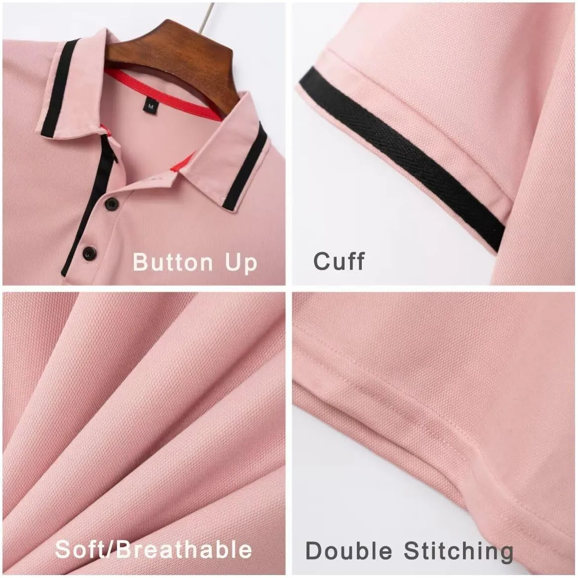 Men's Polo Shirts 2025 Short Sleeve Casual Polo T Shirt Color Block Slim Fit Golf Shirts with Pocket