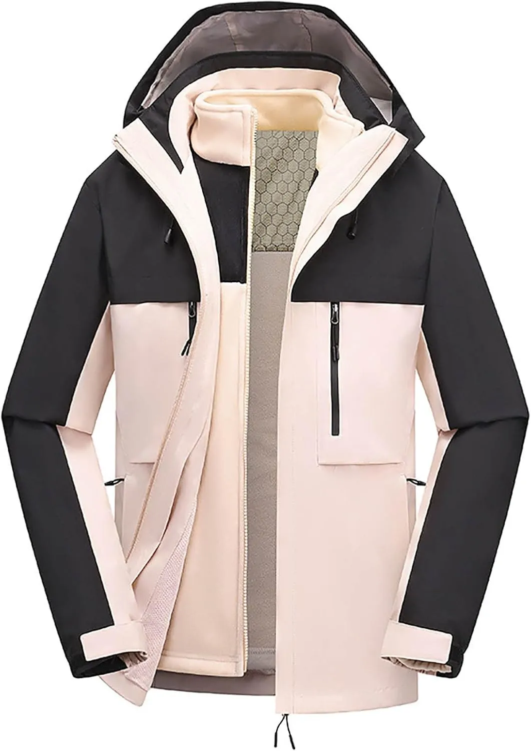 Mens Rain Jackets Lightweight Waterproof Windproof Thickened Jacket Winter 3 In 1 Hoodie Jacket Men with Hood