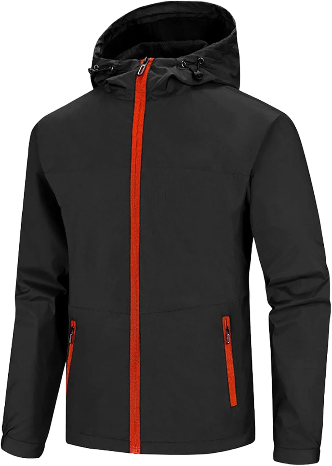 Mens Rain Jackets Waterproof with Hood Lightweight Outdoor Hiking Windbreakers Big and Tall Zip Up Hoodie with Pocket