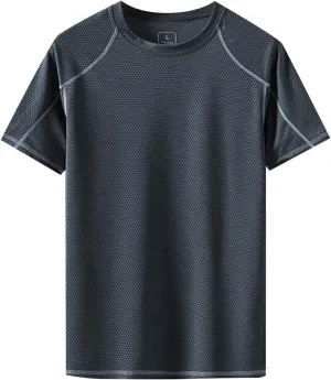 Men's Running Workout Shirts Short Sleeve Quick Dry Athletic T-Shirts Gym Sport Fitness Training Sweat Shirt Moisture