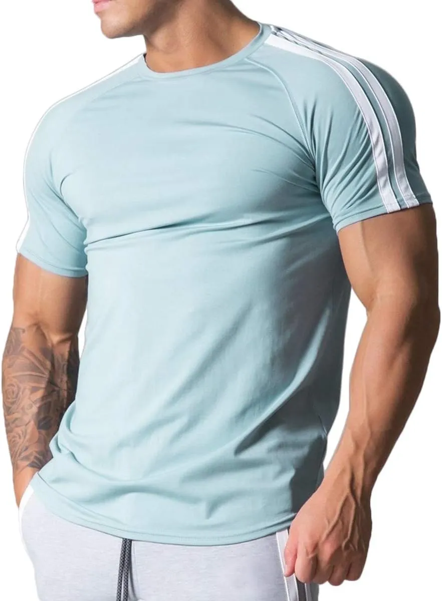 Mens Slim Fit Short Sleeve Workout T-Shirts Casual Gym Tops Hipster Athletic T-Shirts Jogging Shirts for Men T40