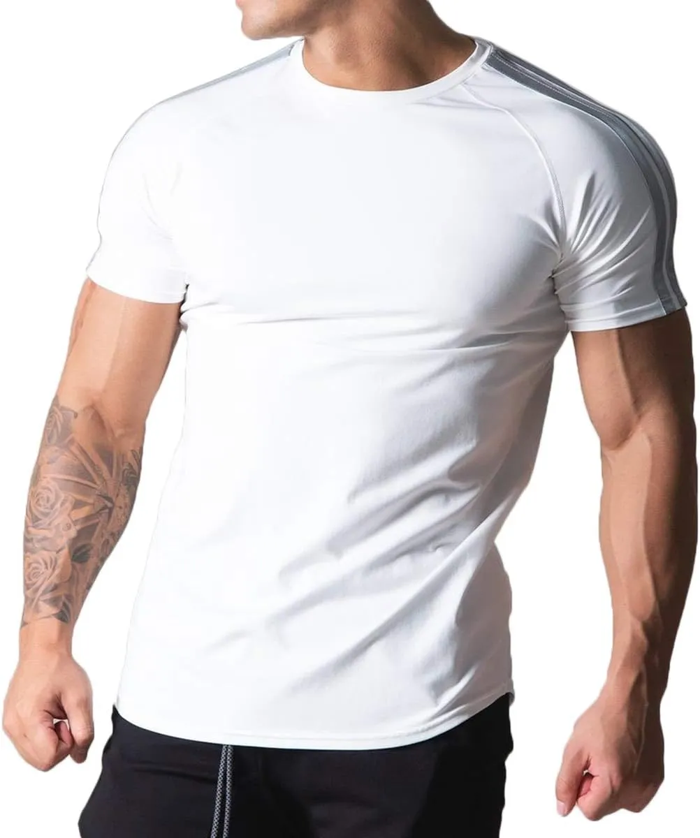 Mens Slim Fit Short Sleeve Workout T-Shirts Casual Gym Tops Hipster Athletic T-Shirts Jogging Shirts for Men T40