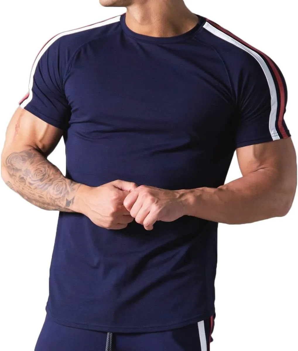 Mens Slim Fit Short Sleeve Workout T-Shirts Casual Gym Tops Hipster Athletic T-Shirts Jogging Shirts for Men T40