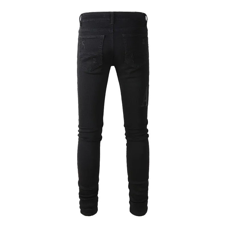 Men's Slim Fit Skinny Hole & Patch Jeans