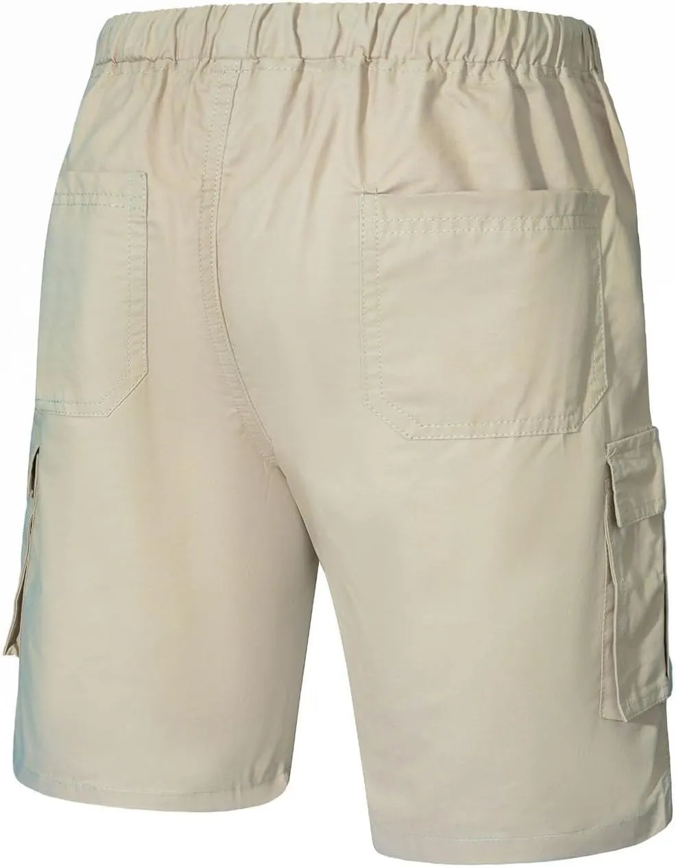 Men's Stretch Cargo Shorts Casual Relaxed Fit Elastic Waisi Summer Shorts Drawstring Baggy Vintage Running Pants with Pockets