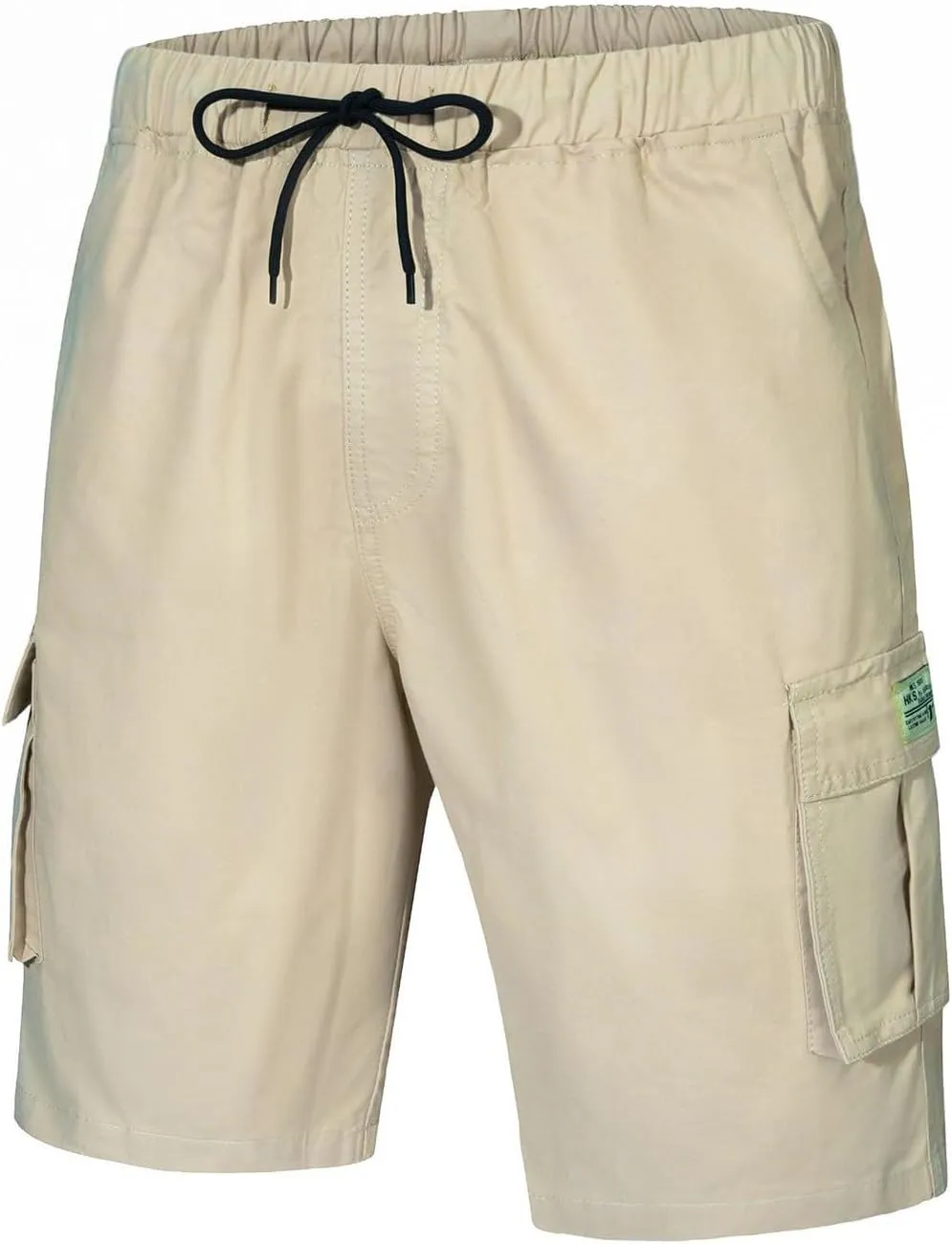 Men's Stretch Cargo Shorts Casual Relaxed Fit Elastic Waisi Summer Shorts Drawstring Baggy Vintage Running Pants with Pockets
