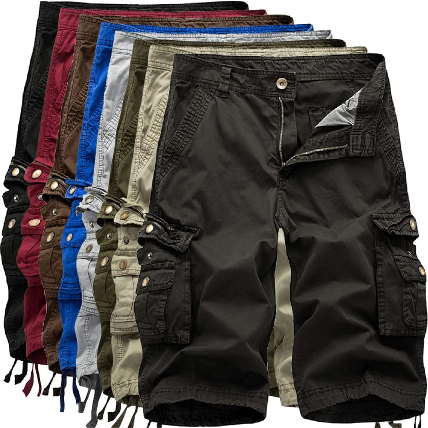 Men's Stretch Cargo Shorts Summer Relaxed Fit Multi-Pocket Beach Shorts Lightweight Twill Outdoor Cotton Short Pants (48,Green)