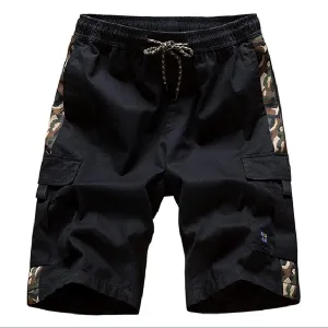Men's Summer Stretch Cargo Shorts Elastic Waist Relaxed Fit Cotton Shorts Multi-Pockets Casual Lightweight Work Short (36,Black)