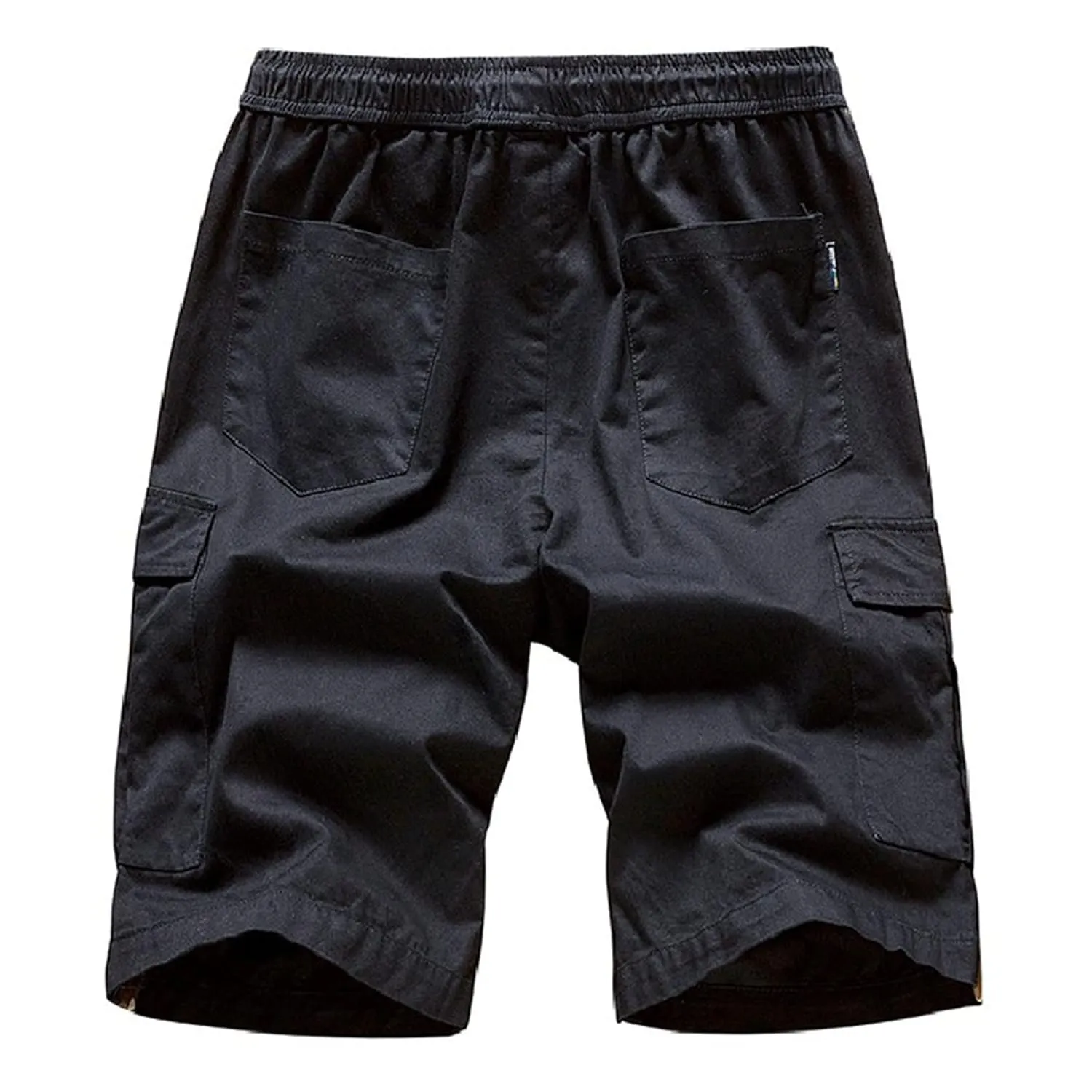 Men's Summer Stretch Cargo Shorts Elastic Waist Relaxed Fit Cotton Shorts Multi-Pockets Casual Lightweight Work Short (36,Black)