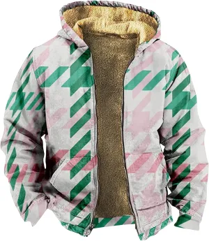 Mens Winter Coats With Hood Fleece Full Zip Coat Warm Heavy Windbreaker Casual Vintage Oversized Jacket