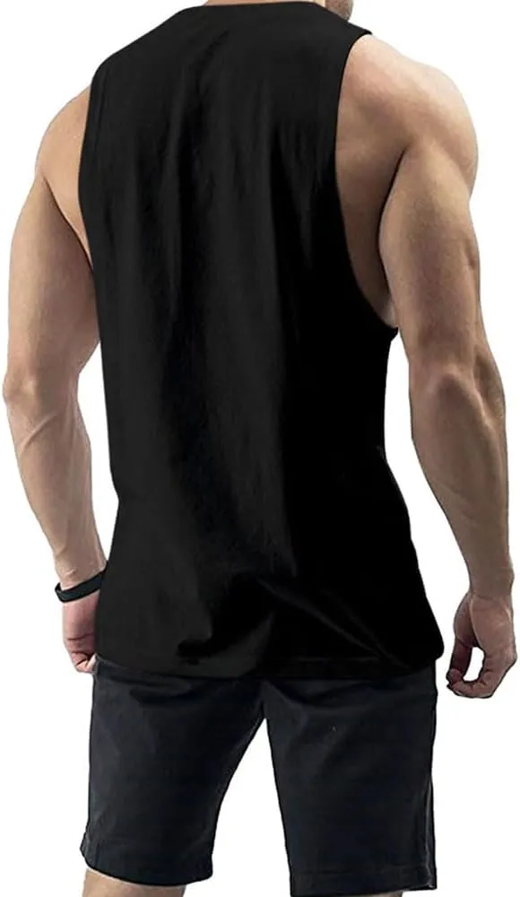 Men's Workout Tank Tops Cotton Gym Muscle Sleeveless T-Shirts Bodybuilding Fitness Athletic Tank Tops
