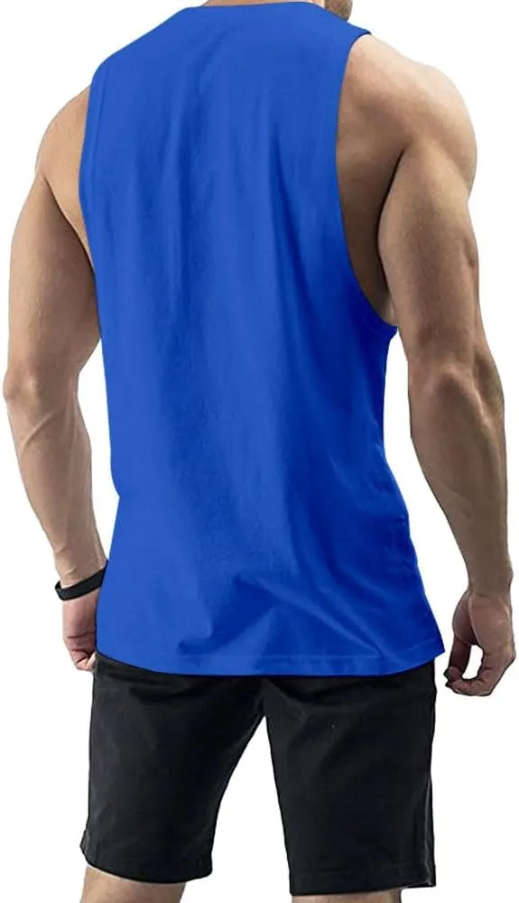 Men's Workout Tank Tops Cotton Gym Muscle Sleeveless T-Shirts Bodybuilding Fitness Athletic Tank Tops