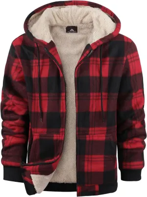 Mens Zip Up Hoodies Fleece Sherpa Lined Sweatshirt Winter Warm Jacket