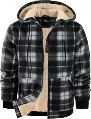 Mens Zip Up Hoodies Fleece Sherpa Lined Sweatshirt Winter Warm Jacket