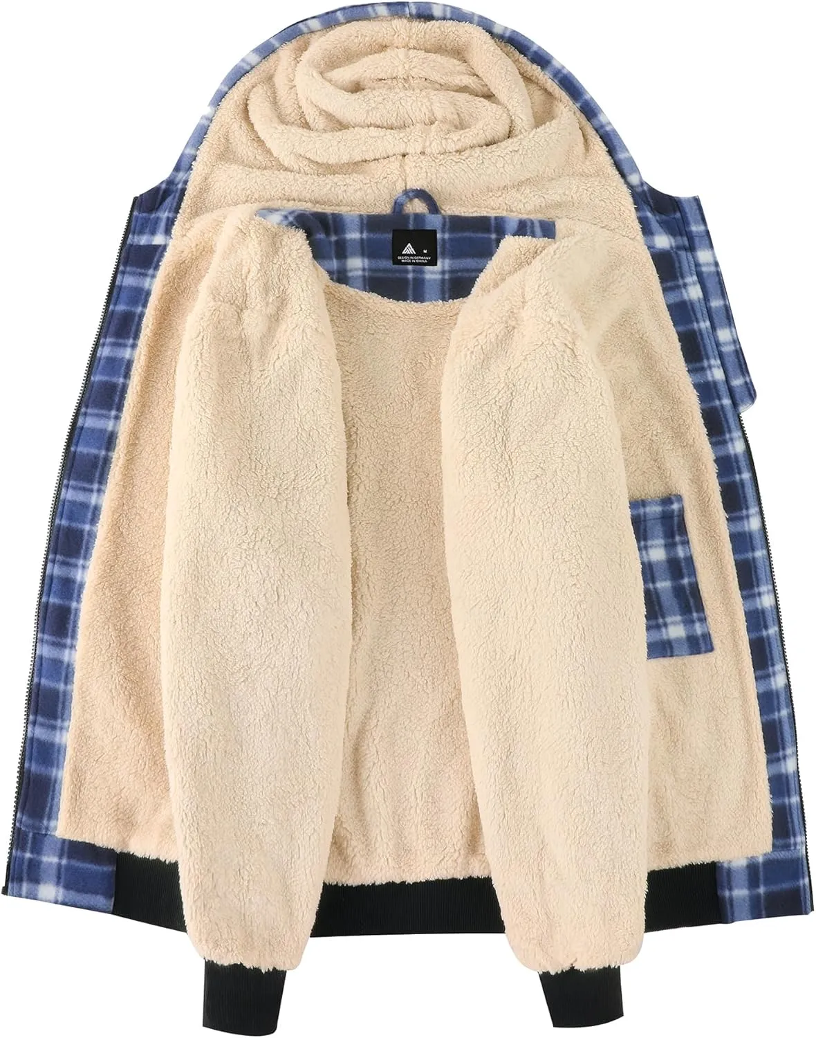 Mens Zip Up Hoodies Fleece Sherpa Lined Sweatshirt Winter Warm Jacket