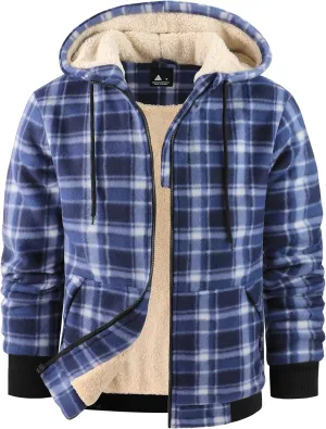 Mens Zip Up Hoodies Fleece Sherpa Lined Sweatshirt Winter Warm Jacket