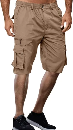 Meymia Mens Cargo Shorts,2023 Summer Men Solid Color Zipper and Button Closure Camping Travel Short with Multi-Pocket Beach Work Office Party Holiday Gym Hiking Outgoing Playground Wild Hunting