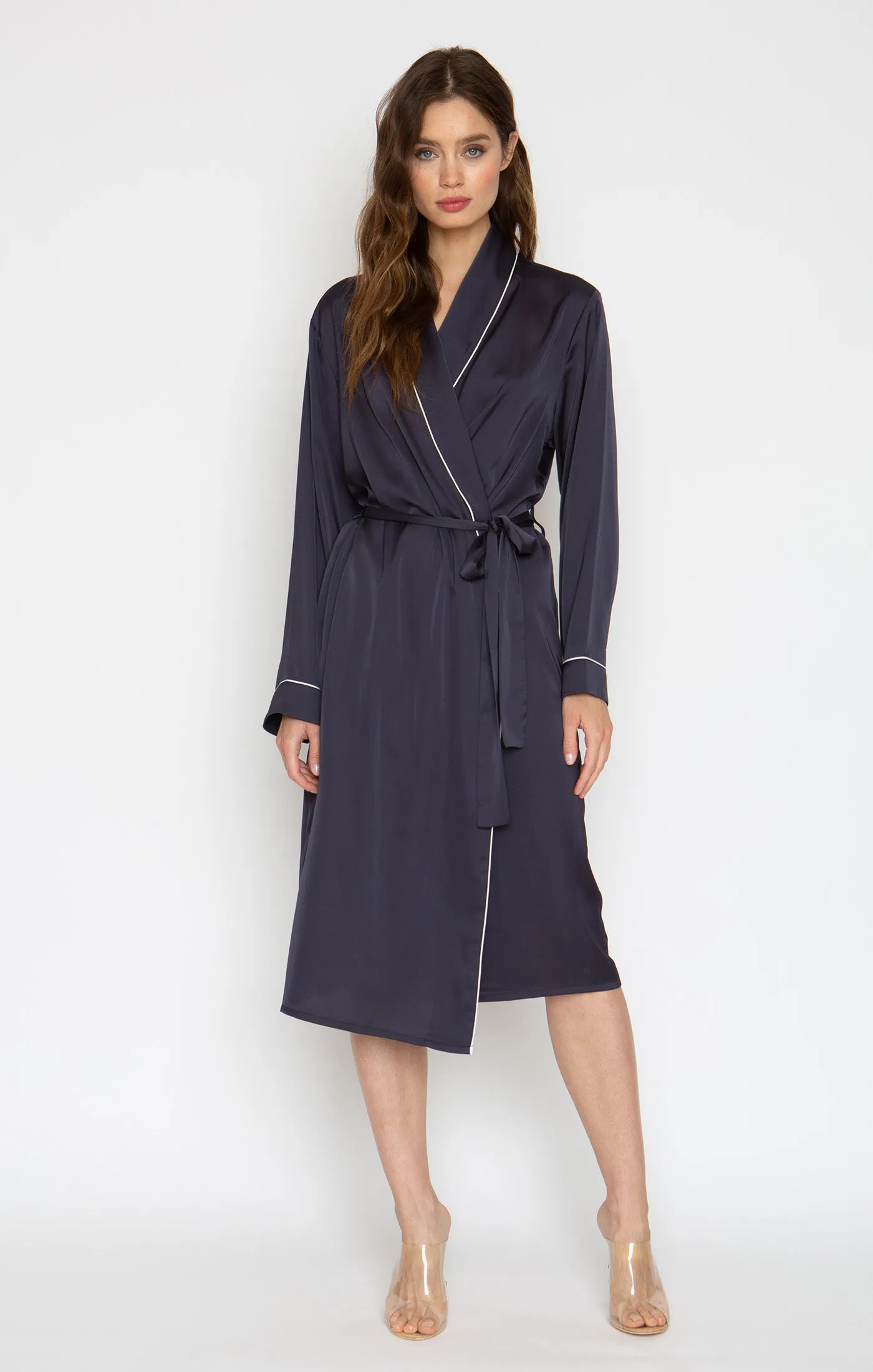 Midnight Blue Silky Long Robe