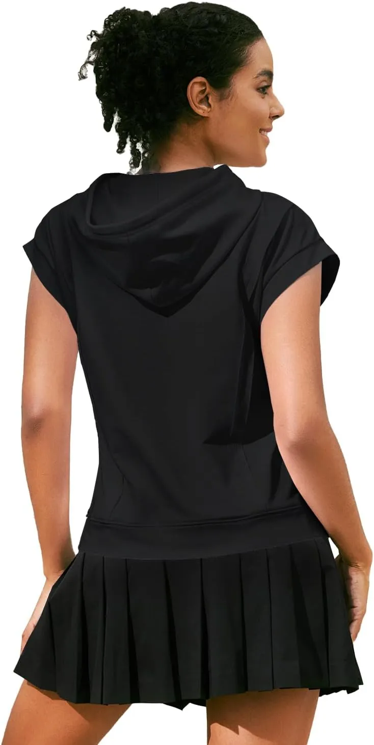 MIHOLL Womens Cropped Hoodies Short SLeeve Casual Sweatshirts Workout Summer 2024 Pullover Tops